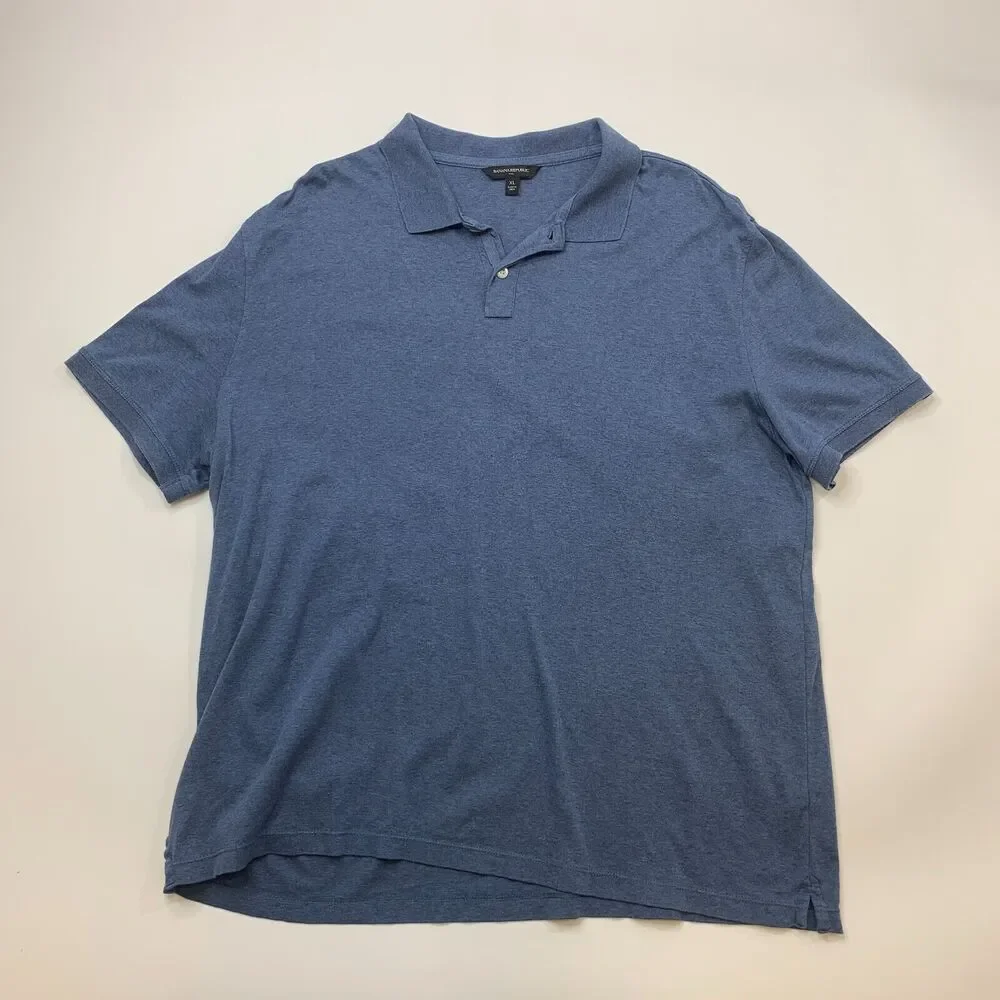 Banana Republic Performance Polo Shirt Men XL Extra Large Blue Cotton Vented Hem